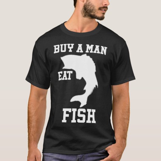 Koop een man eet vis s t-shirt (Voorkant)