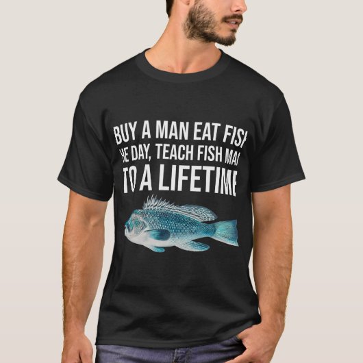 Koop een man vis eten t-shirt (Voorkant)