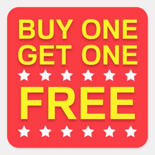 Koop er één gratis, rode gele retail stickers (Voorkant)