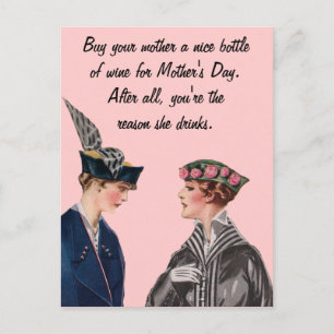 Koop je moeder een fles wijn briefkaart