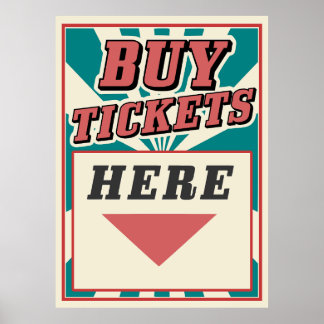 Koop je Tickets hier retro poster-bord Poster