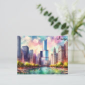 koop kleurrijke Travel chicago briefkaarten (Staand voorkant)