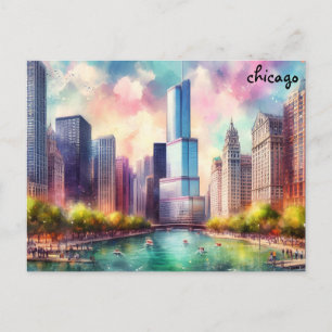 koop kleurrijke Travel  chicago briefkaarten