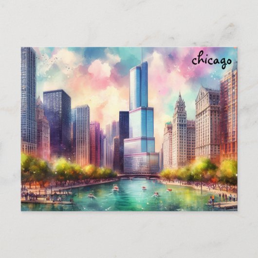 koop kleurrijke Travel chicago briefkaarten (Voorkant)