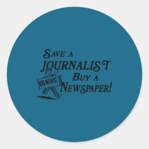 Koop Krant Red Journalist Ronde Sticker