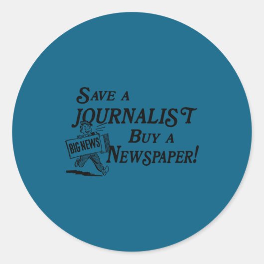 Koop Krant Red Journalist Ronde Sticker (Voorkant)