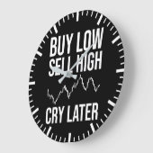 Koop laag, verkoop hoog, huil later, grappige fore grote klok (Hoek)
