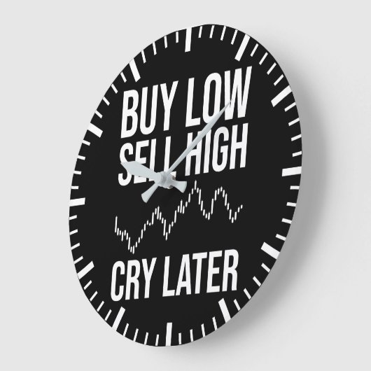 Koop laag, verkoop hoog, huil later, grappige fore grote klok (Hoek)