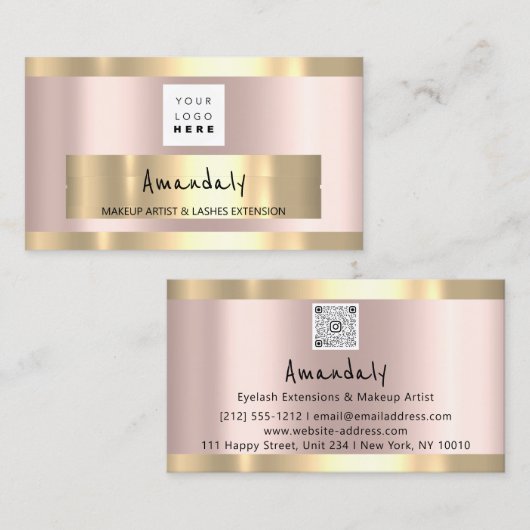 Koop Logo roze QR CODE Visitekaartje (Voorkant / Achterkant)