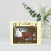 Koop lokaal, voer een landbouwer briefkaart (Staand voorkant)