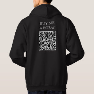Koop me een Boba QR-code op de rug Grappige Gratis Hoodie