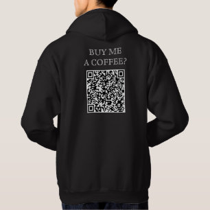 Koop me een koffie QR code op rug Grappig Gratis D Hoodie