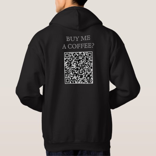 Koop me een koffie QR code op rug Grappig Gratis D Hoodie (Achterkant)