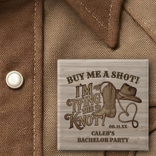 Koop me een shot Cowboy vrijgezellenfeest Bruidego Vierkante Button 5,1 Cm