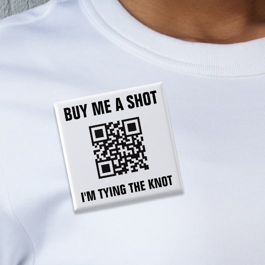 Koop me een shot QR-code bruid vrijgezellenfeest Vierkante Button 5,1 Cm
