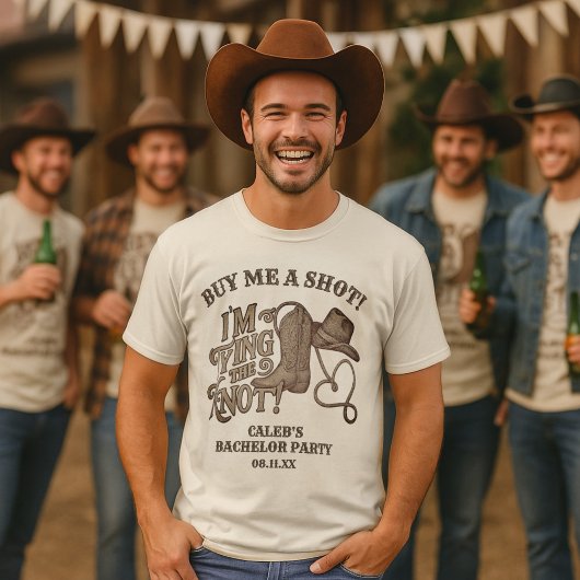 Koop me een Shot Tying Knot Cowboy vrijgezellenfee T-shirt