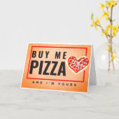 Koop me Pizza en ik ben jouw Valentijnsdag Kaart (Gele Bloem)
