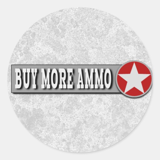 Koop meer Ammo Grappig 2e Amendement Ronde Sticker (Voorkant)