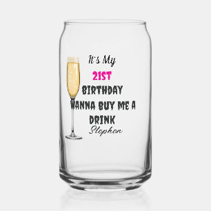 Koop Mij Eén Drank Persoonlijke 21e Verjaardag Blikvorm Glas