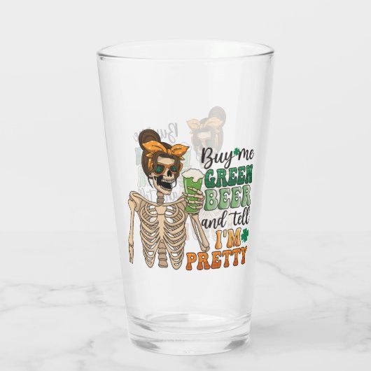 Koop mij Groen Bier - Skeleton | St. Patrick's Day Glas (Achterkant)