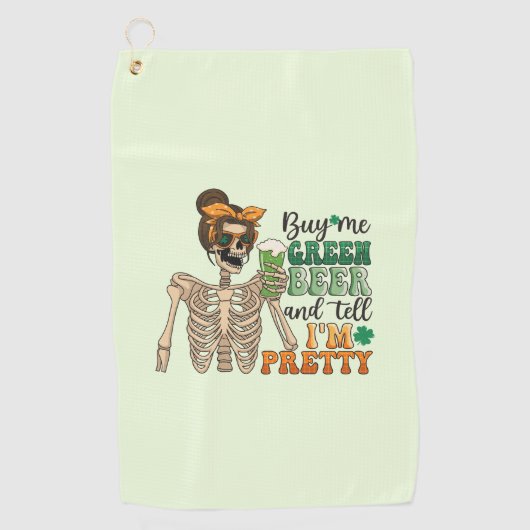 Koop mij Groen Bier - Skeleton | St. Patrick's Day Golfhanddoek (Voorkant)