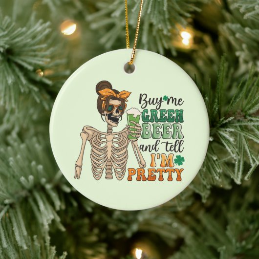 Koop mij Groen Bier - Skeleton | St. Patrick's Day Keramisch Ornament (Boom)