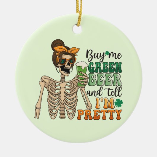 Koop mij Groen Bier - Skeleton | St. Patrick's Day Keramisch Ornament (Voorkant)