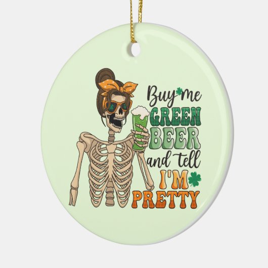 Koop mij Groen Bier - Skeleton | St. Patrick's Day Keramisch Ornament (Links)