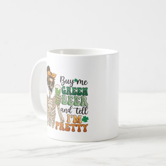 Koop mij Groen Bier - Skeleton | St. Patrick's Day Koffiemok (Voorkant links)