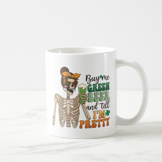 Koop mij Groen Bier - Skeleton | St. Patrick's Day Koffiemok (Rechts)