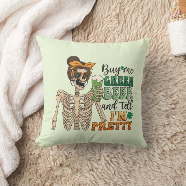Koop mij Groen Bier - Skeleton | St. Patrick's Day Kussen (Deken)