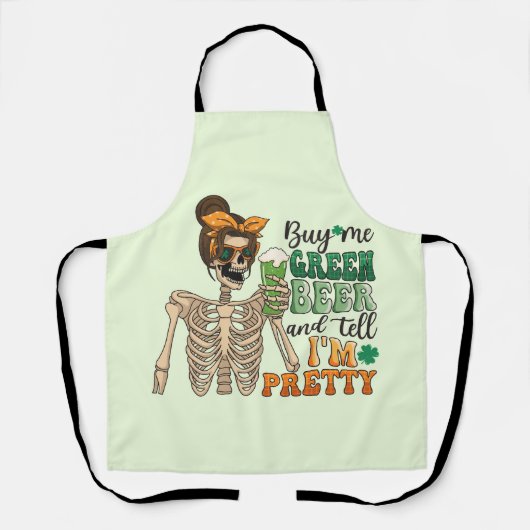 Koop mij Groen Bier - Skeleton | St. Patrick's Day Schort (Voorkant)