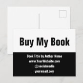 Koop Mijn boek zwart-wit auteur Marketing Briefkaart (Voorkant / Achterkant)