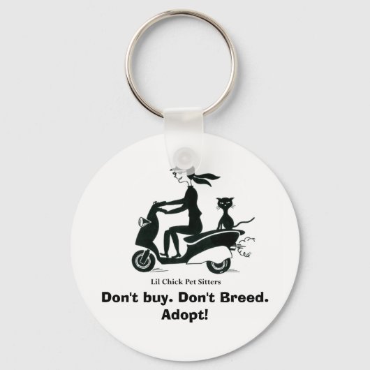 Koop niet. Kweek niet. Adopteer! Sleutelhanger (Voorkant)
