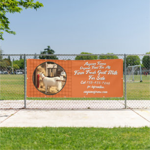 Koop omheining voor verse geitenmelk van de boerde spandoek