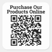 Koop onze producten online QR code ontwerp groot Vierkante Sticker (Voorkant)
