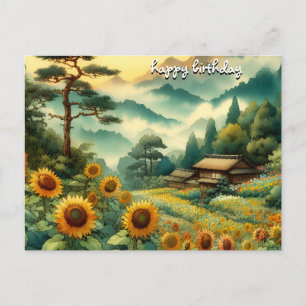 koop rozen vintage retro gelukkige verjaardag zonn briefkaart
