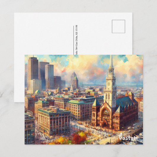 koop stad Reizen Vintage boston briefkaarten (Voorkant / Achterkant)