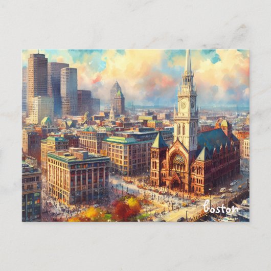koop stad Reizen Vintage boston briefkaarten (Voorkant)