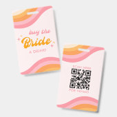 Koop The Bride A Drink Groovy Roze & Sinaasappel Badge (Voor- en achterkant)
