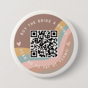 Koop The Bride A Drink Scan QR code om Groovy te b Ronde Button 7,6 Cm