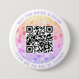 Koop The Bride A Drink Scan QR om Retro Disco te b Ronde Button 7,6 Cm