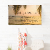 Koop Tropisch Strand, Palm Sunset Huwelijksbanner Spandoek (Insitu)