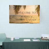 Koop Tropisch Strand, Palm Sunset Huwelijksbanner Spandoek (Beurs)