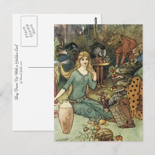 Koop van ons met een gouden curve briefkaart (Voorkant / Achterkant)