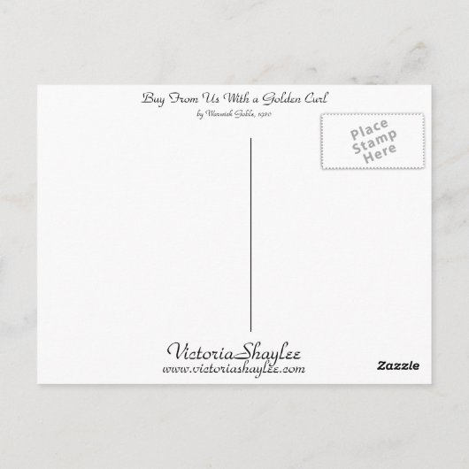 Koop van ons met een gouden curve briefkaart (Achterkant)