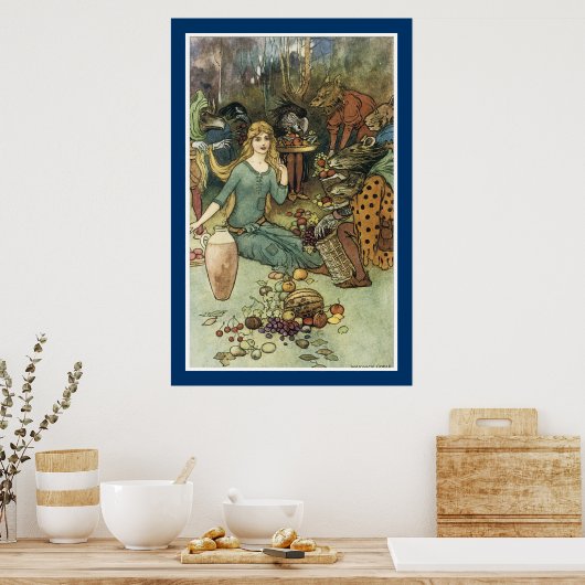 Koop van ons met een gouden curve poster (Keuken)