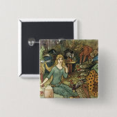 Koop van ons met een gouden curve vierkante button 5,1 cm (Voorkant /achterkant)