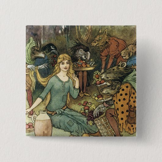 Koop van ons met een gouden curve vierkante button 5,1 cm (Voorkant)