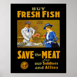 Koop verse vis  WW1 Retro Patriotic Poster